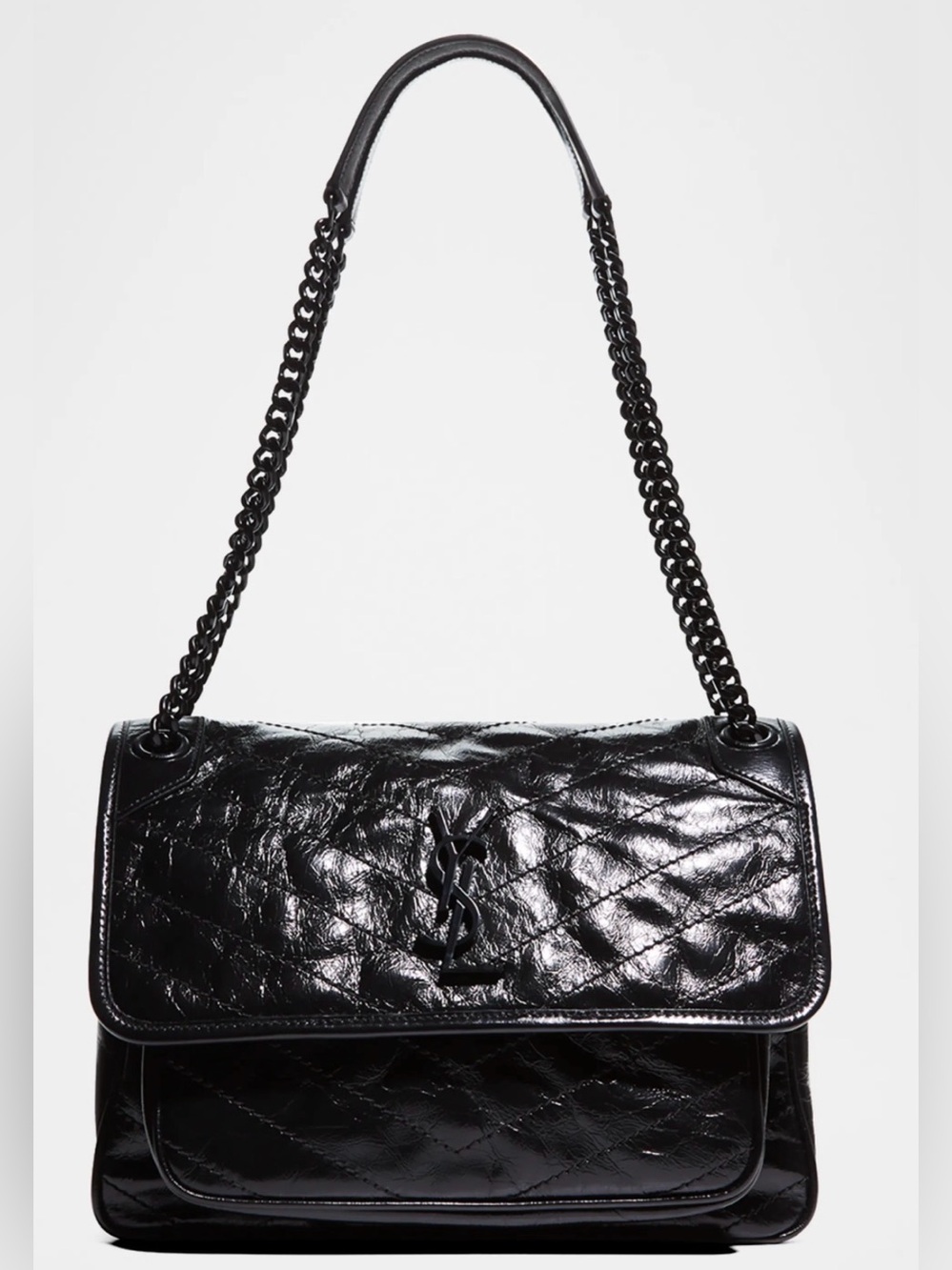 Yves Saint Laurent Shiny Black Leather Shoulder Bag new no offers